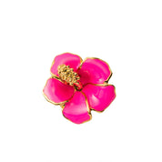 Hibiscus S YG 霓虹粉色宝石别针