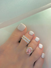 椭圆形 YG 粉色 Toe Ring