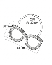 大きなサングラスヘアゴム S・Mサイズ ウェリントンクリスタル*
