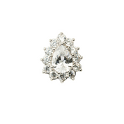  Toe Ring  Pear shape rhodium *