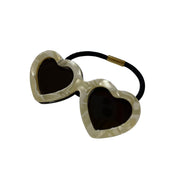 Big sunglasses hair tie S/M heart ivory