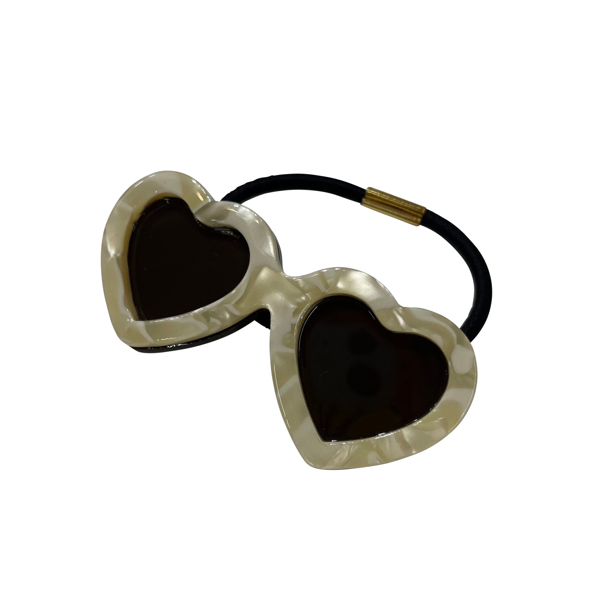 Big sunglasses hair tie S/M heart ivory