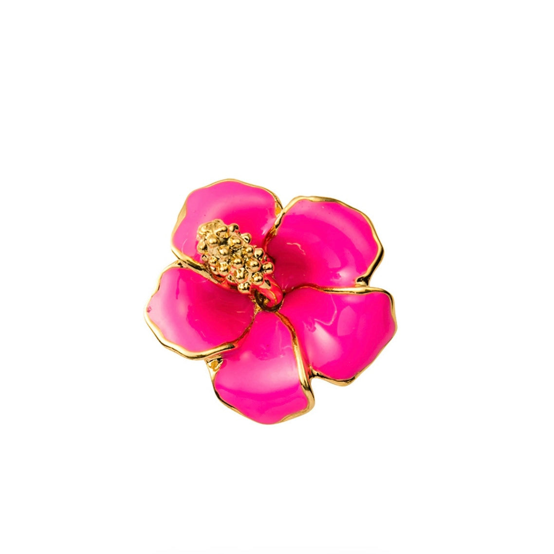 Hibiscus S YG neon pink jewel pins