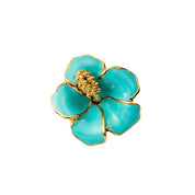 Hibiscus S YG Blue Jewel Pins