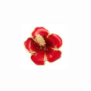 Hibiscus S YG Red Jewel Pins