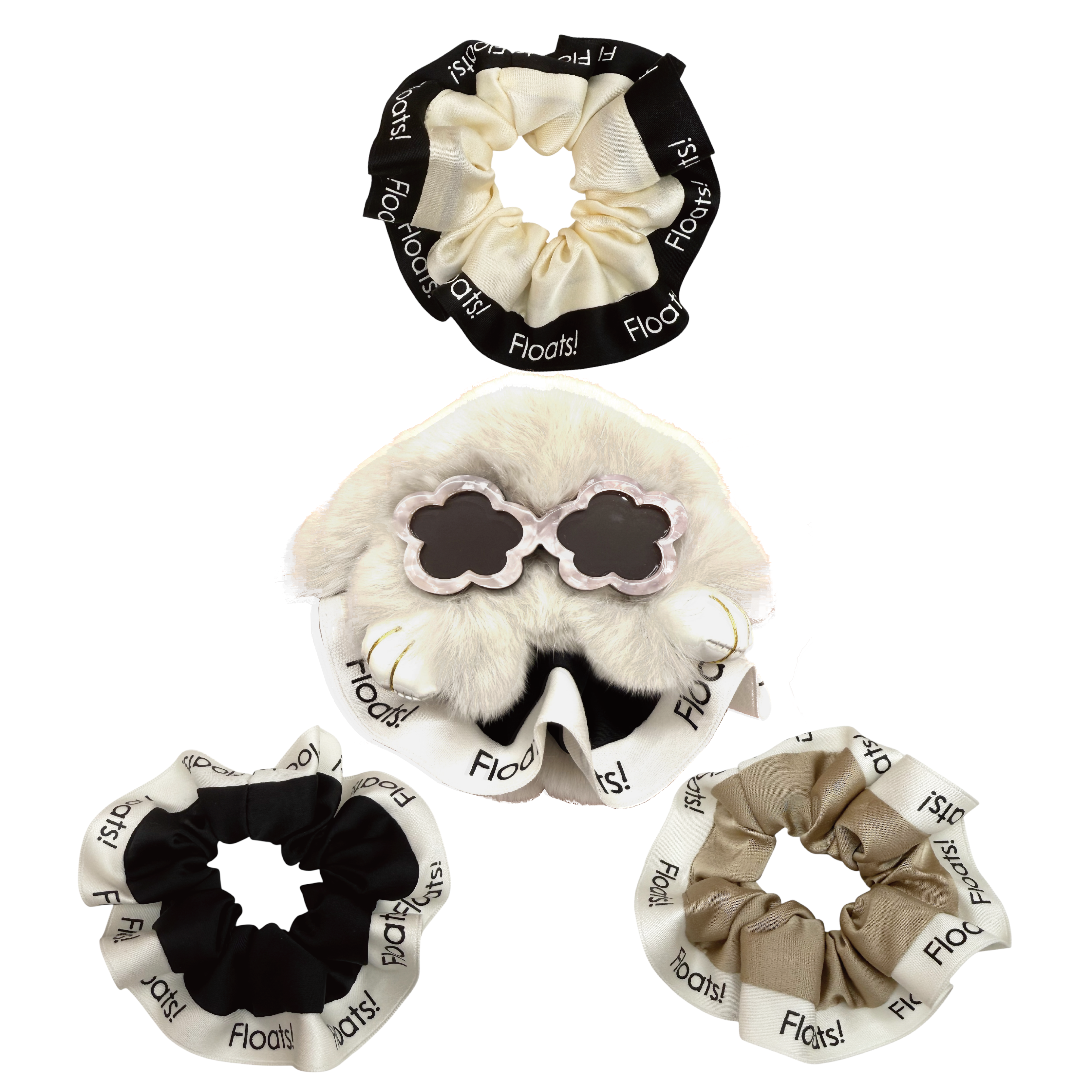 Floats! Scrunchie SS・S・M Beige White