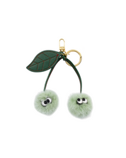 Cherry bag charm natural green