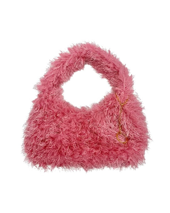 shaggy half moon bag pink
