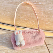 Eco fur mini shoulder bag pink