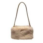 eco fur mini shoulder bag white