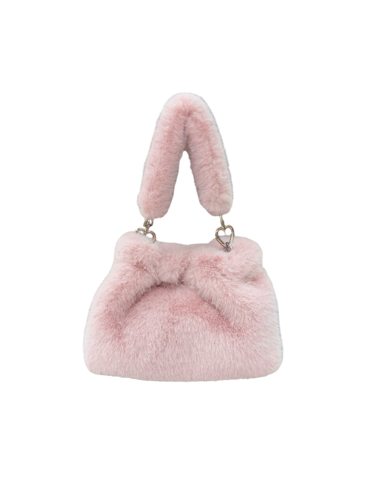 eco fur mini handle bag pink