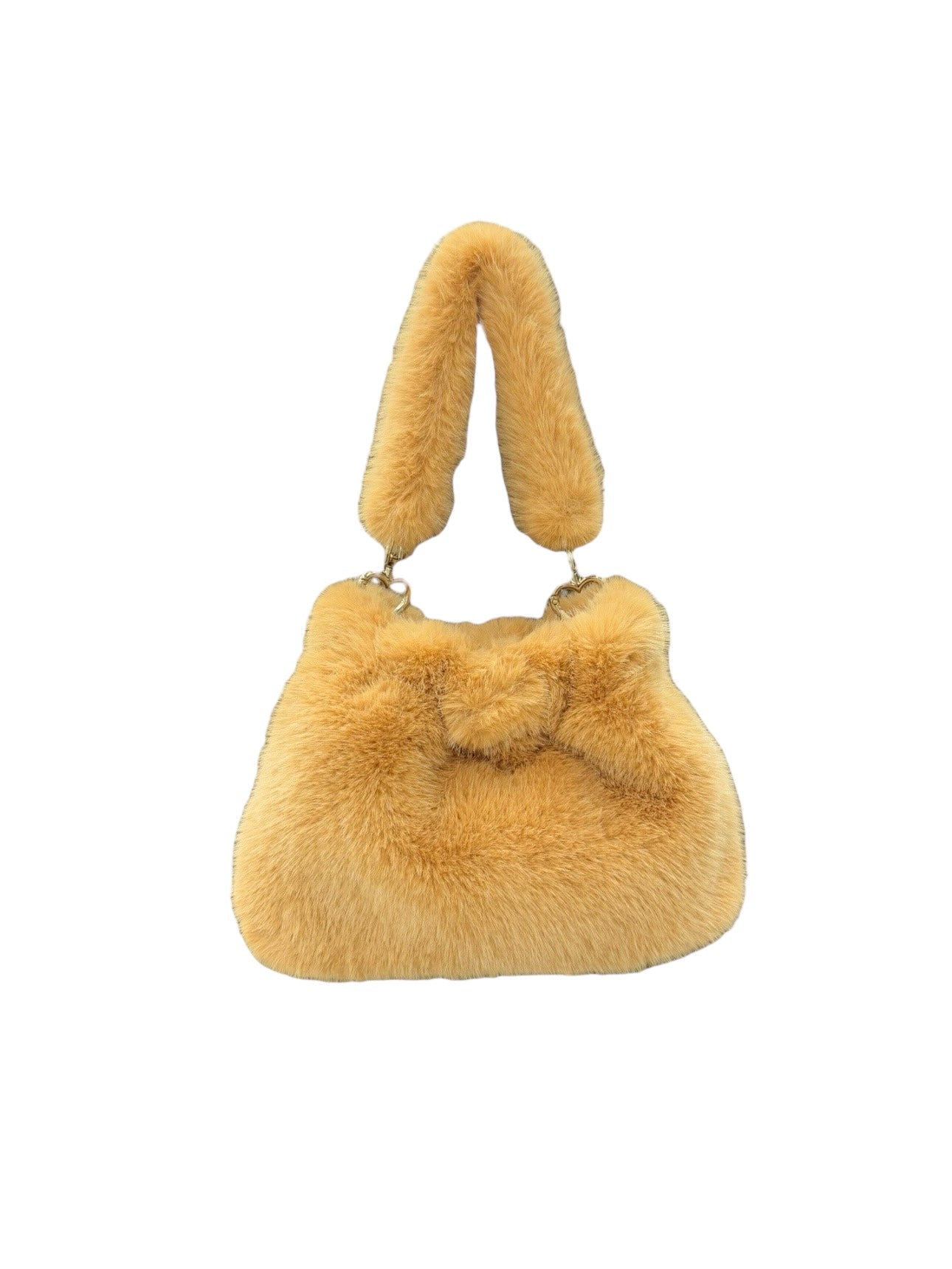 eco fur mini handle bag camel