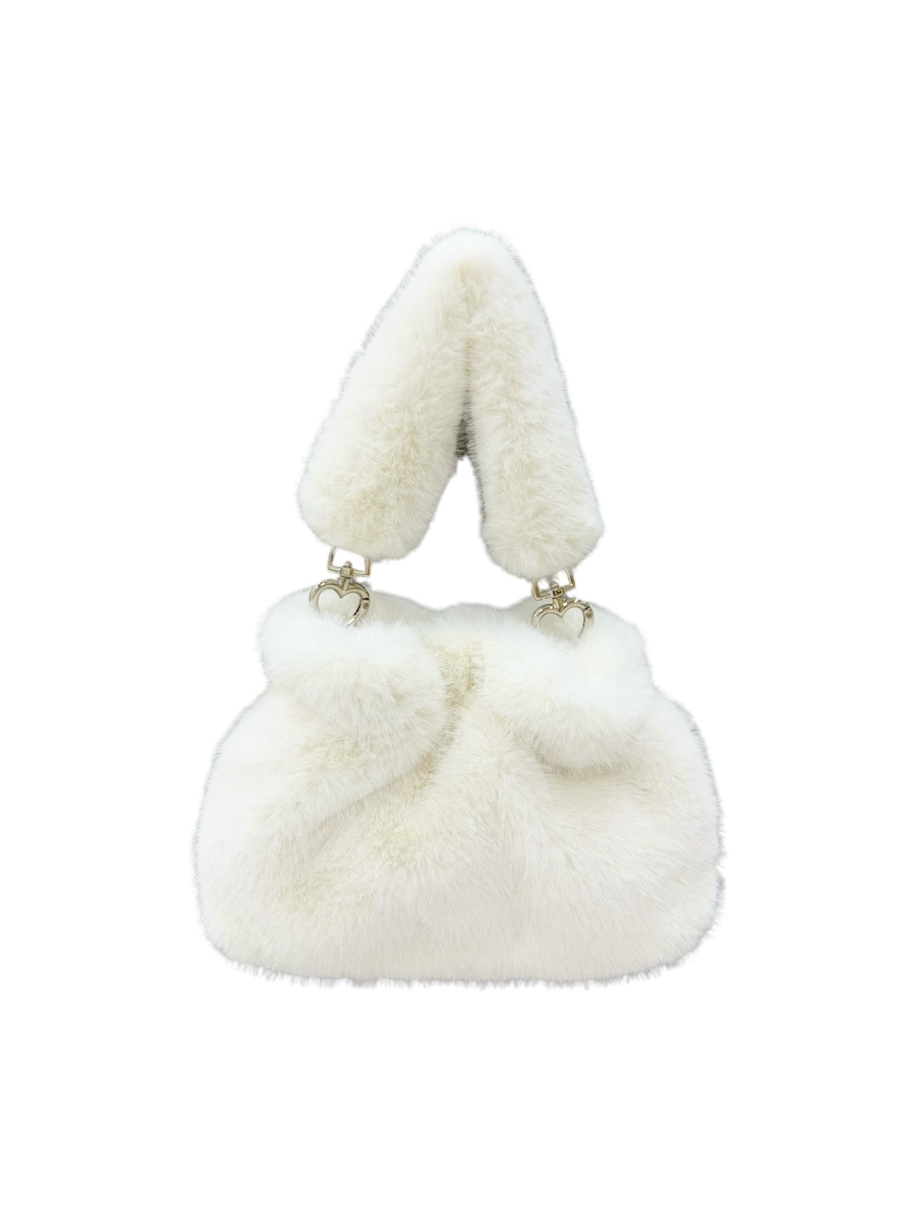 eco fur mini handle bag white