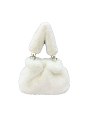eco fur mini handle bag white