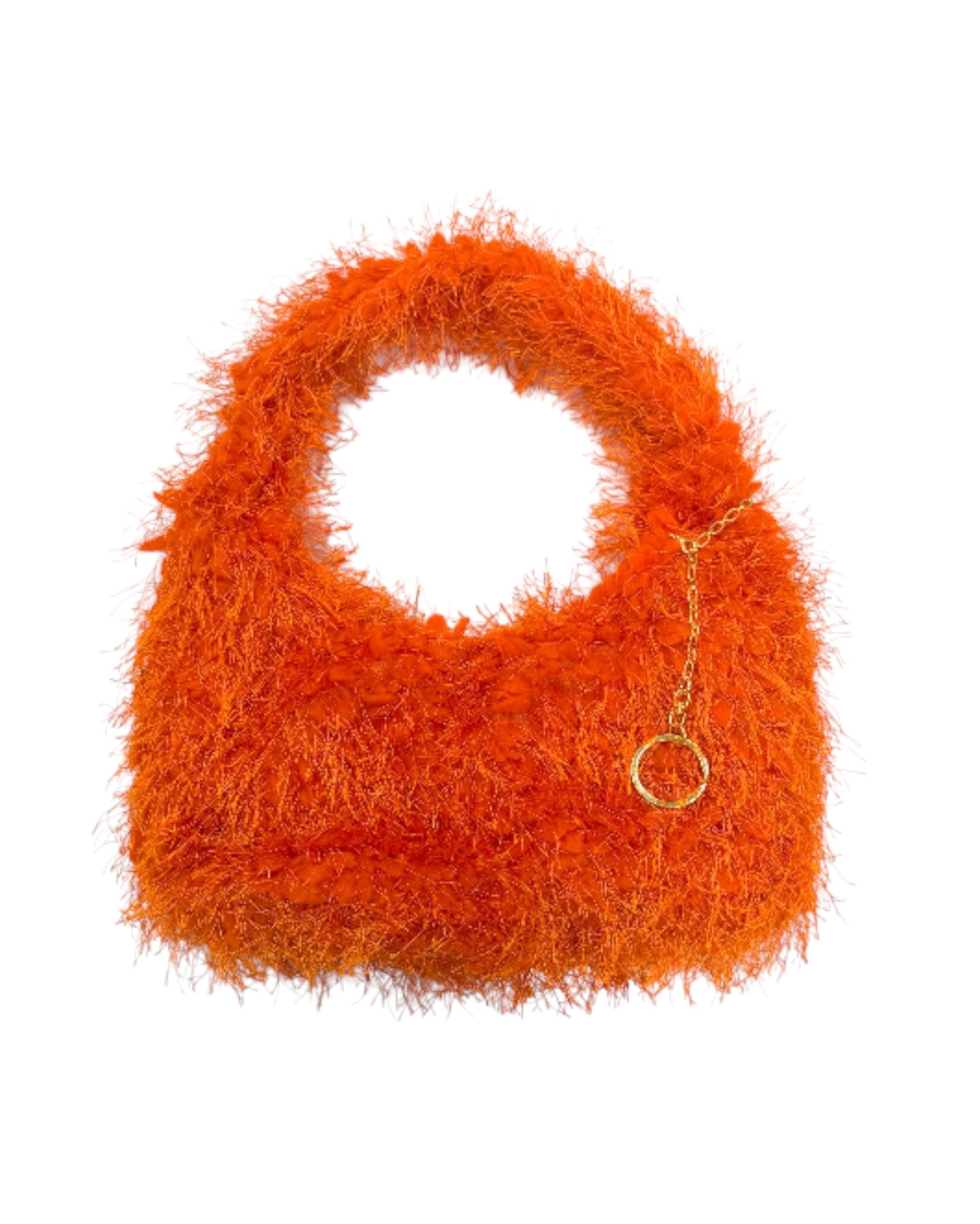 shaggy half moon bag orange