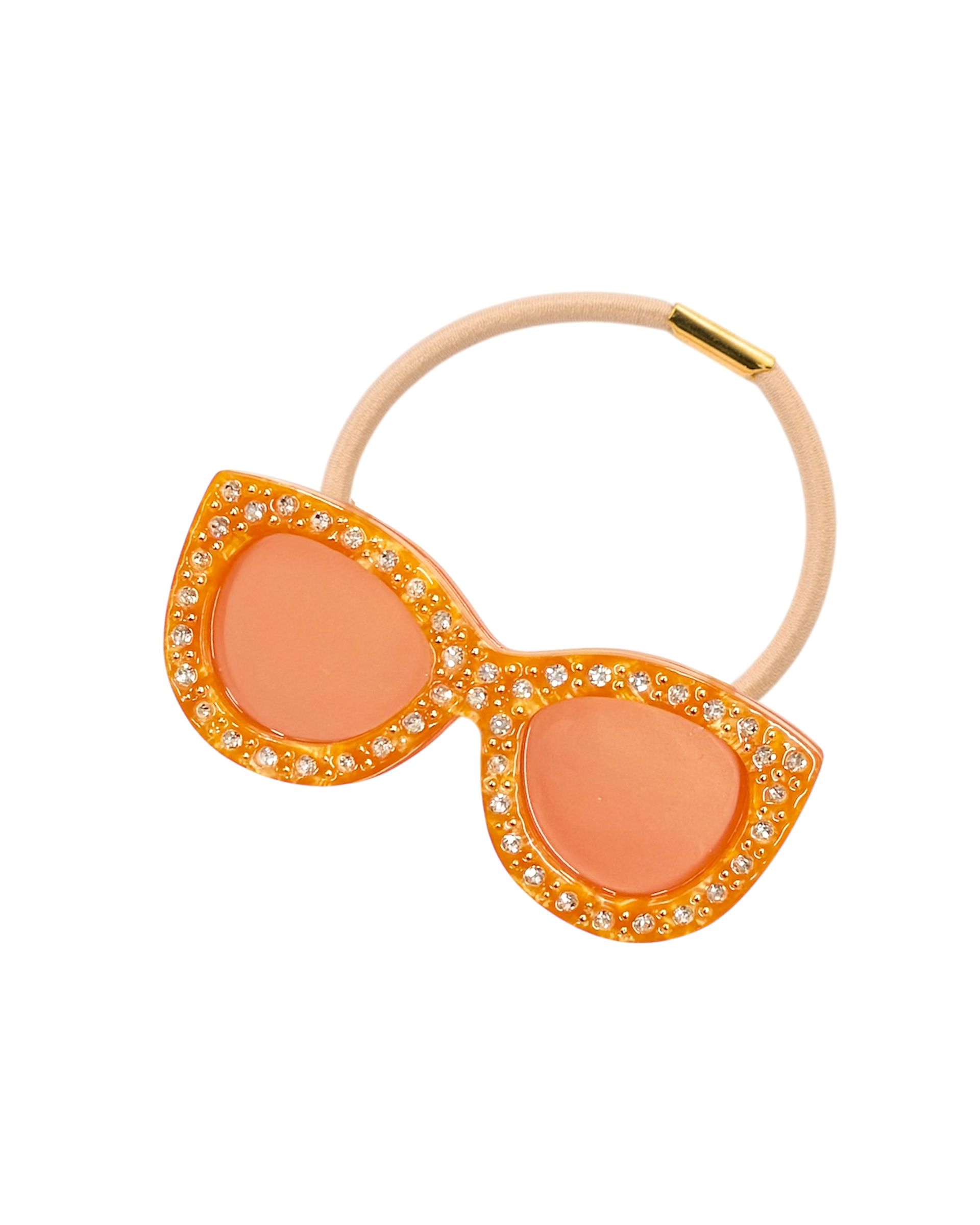 大きなサングラスヘアゴム S・Mサイズ ウェリントンクリスタル*