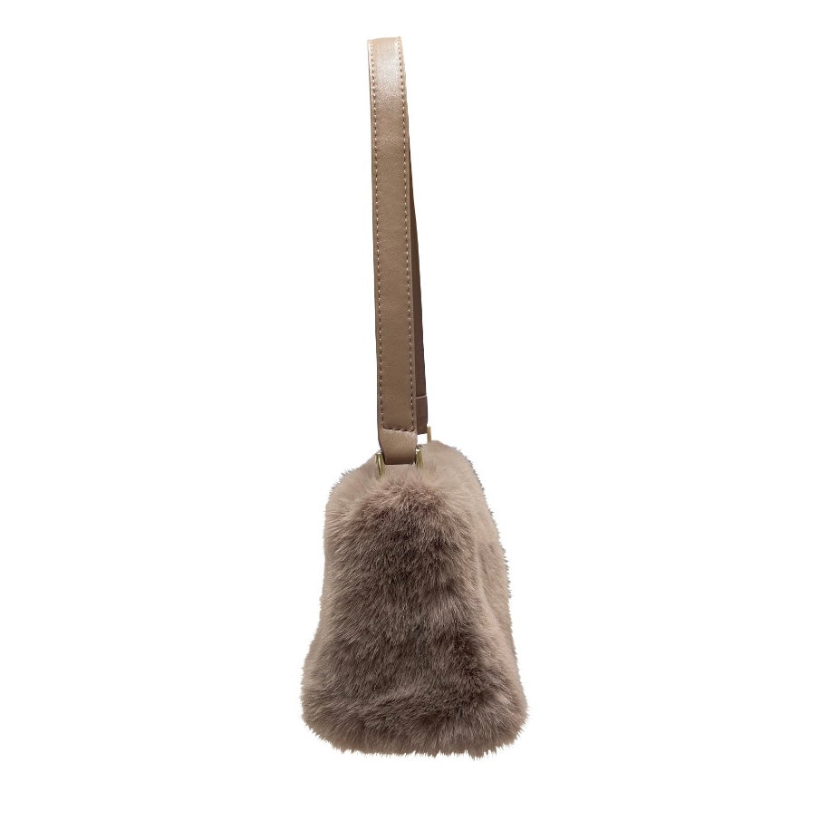 Eco Fur Mini Shoulder Bag Brown