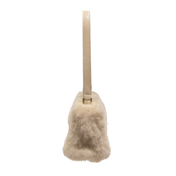 Eco Fur Mini Shoulder Bag White