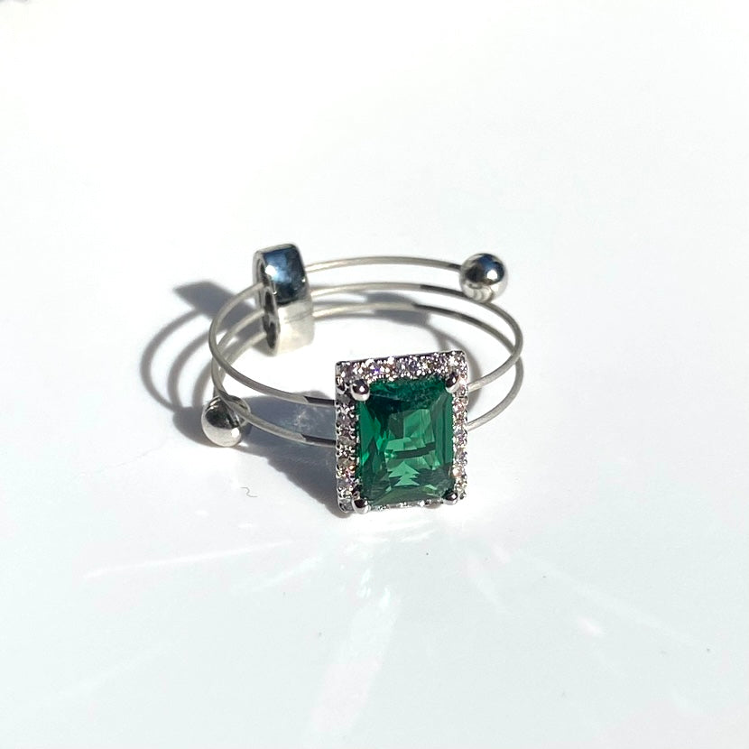 プリンセス RH グリーン CZ リング