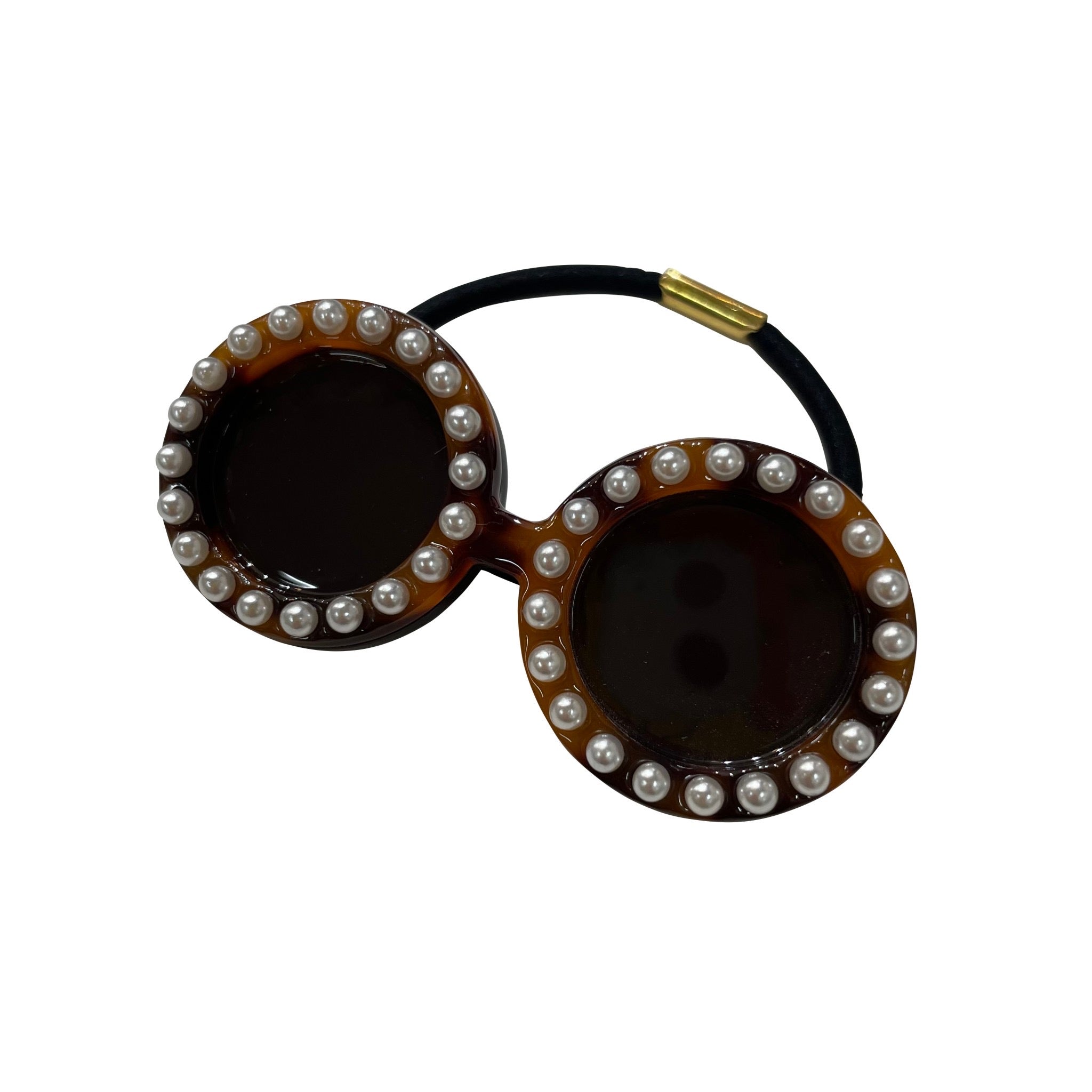 Large sunglasses hair tie S/M round pearl