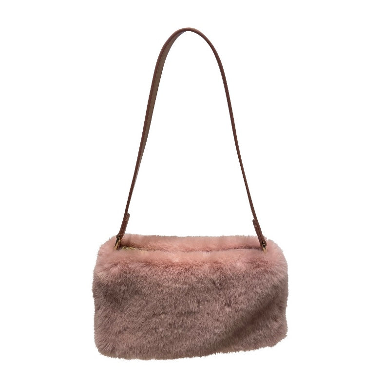 Eco Fur Mini Shoulder Bag Pink
