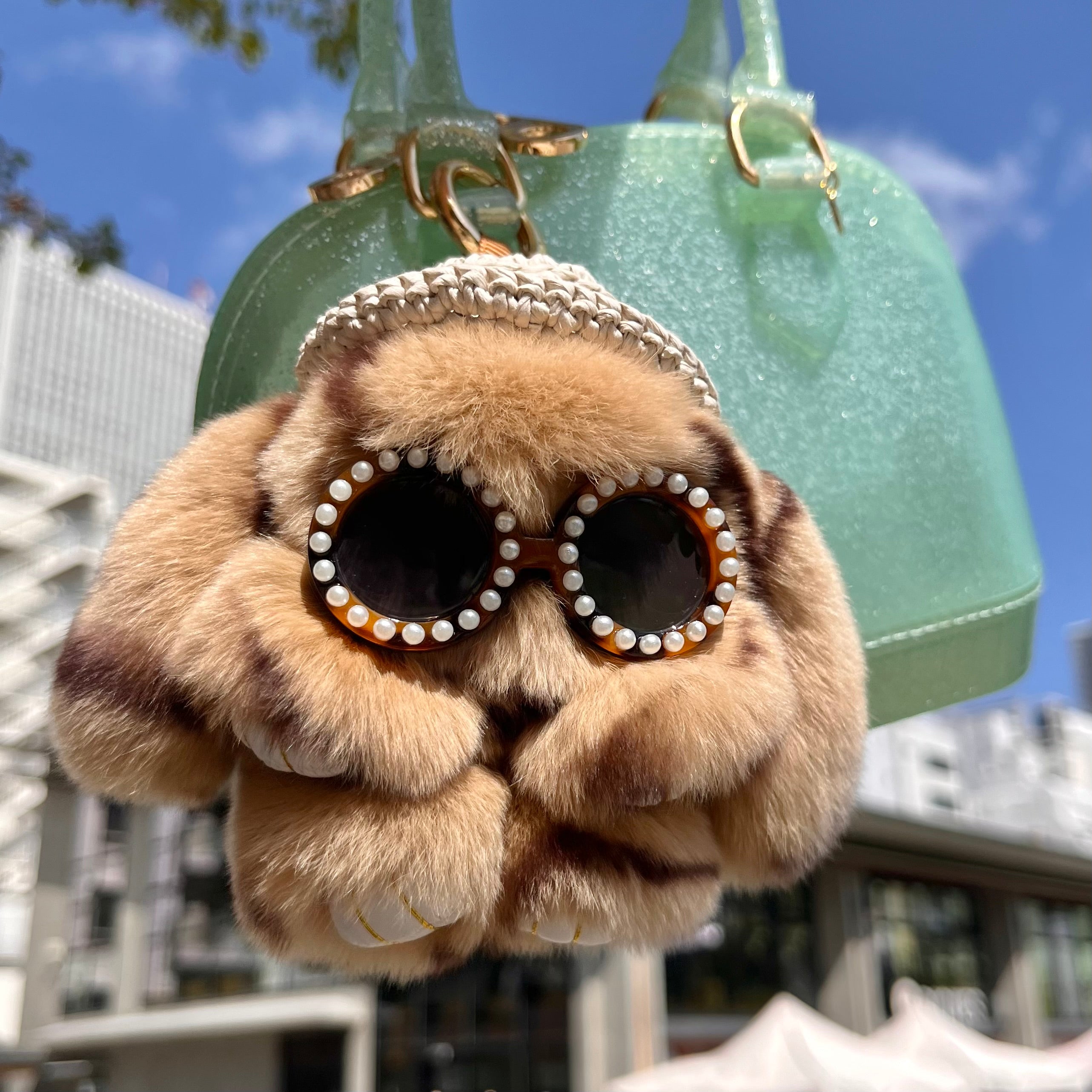 moff moff Bag Charm S Marble mocha