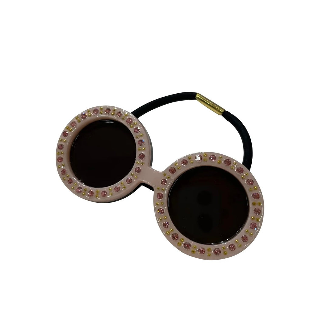 Big sunglasses hair tie S/M round pink