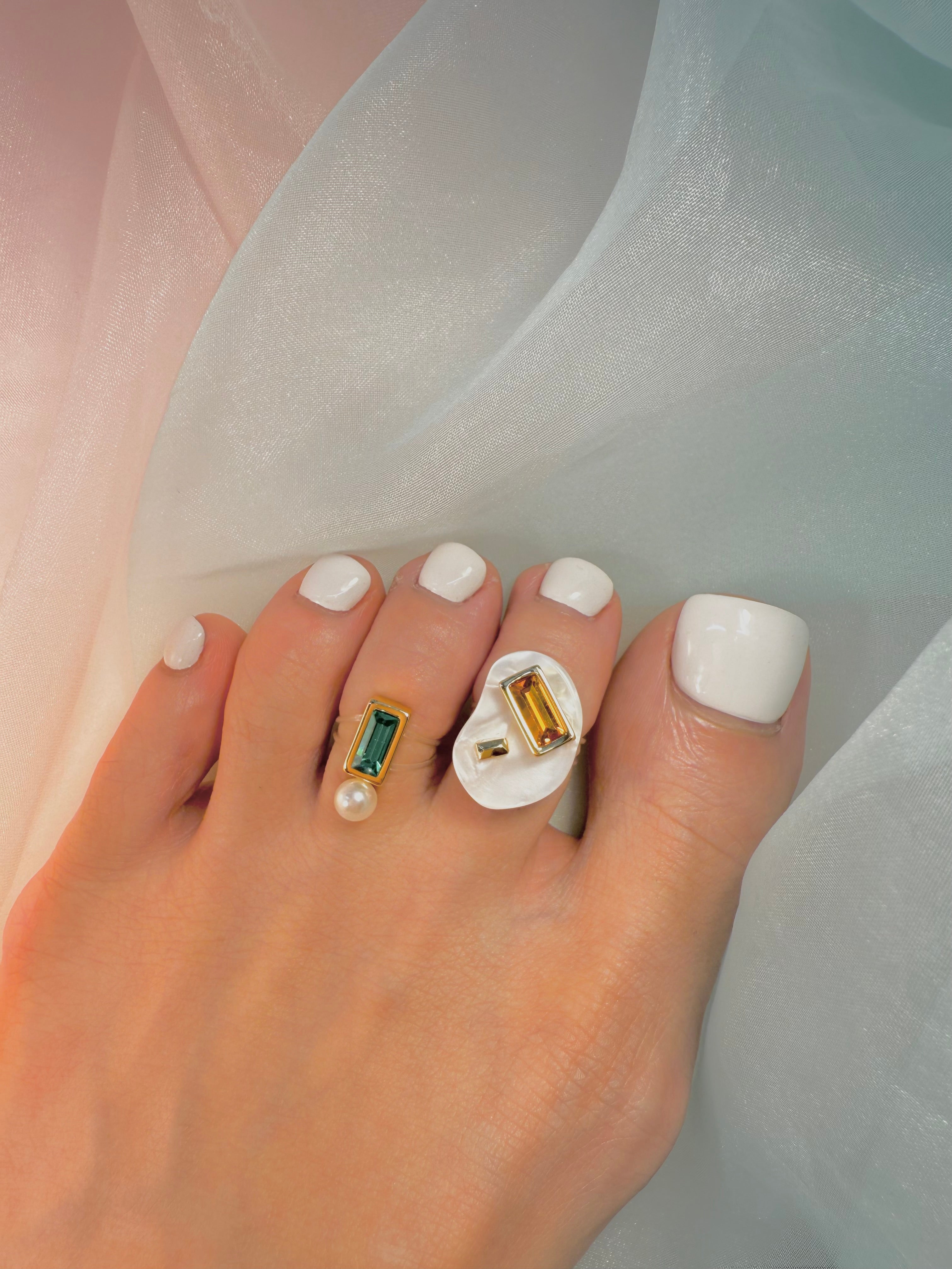 Geomet S YG Green  Toe Ring 