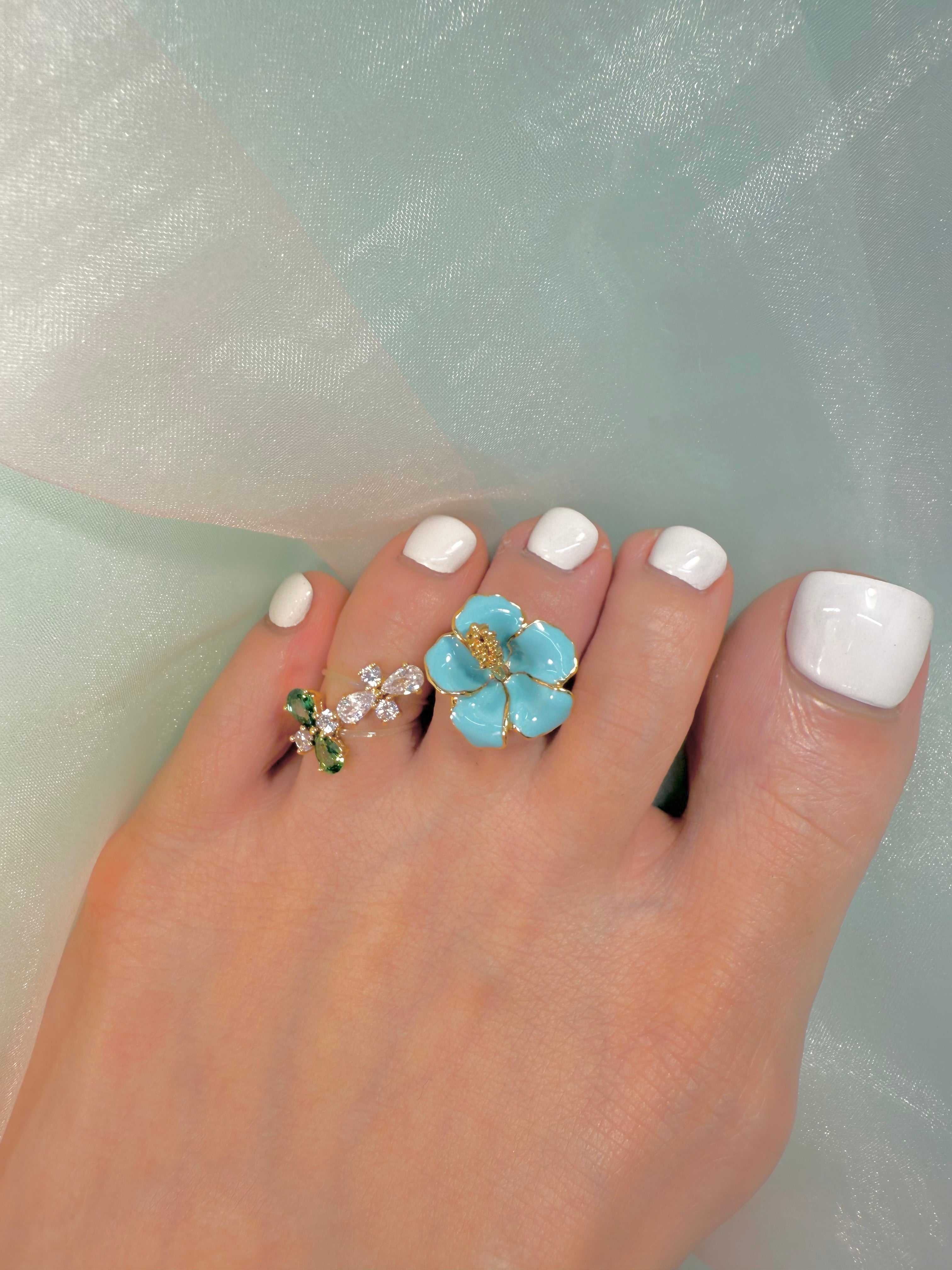 Amity 2 YG Dark Green Toe Ring 