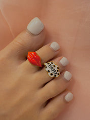 Revre 3 YG Red Toe Ring 