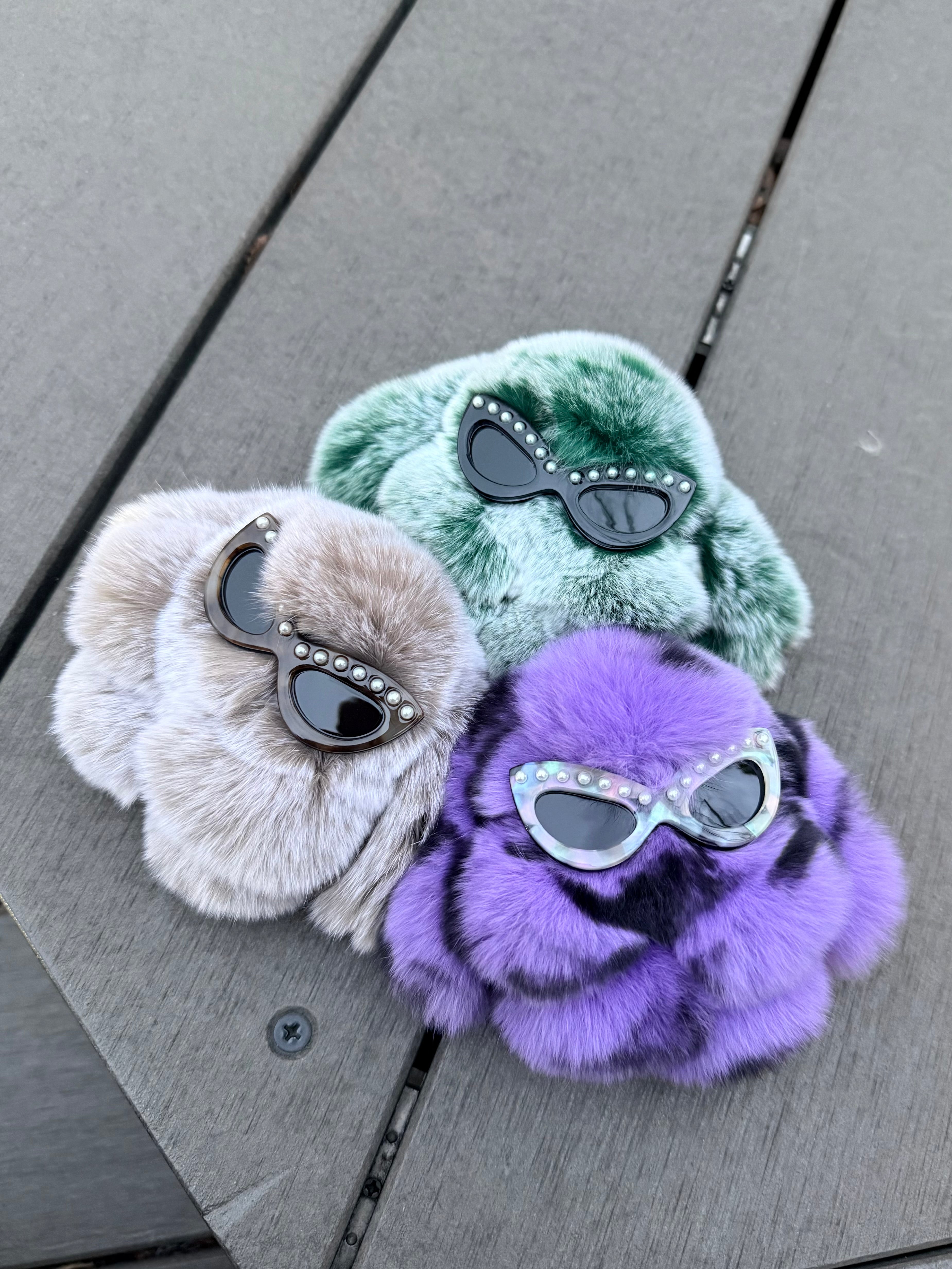 Large sunglasses hair tie S/M size cat's eye pearl*