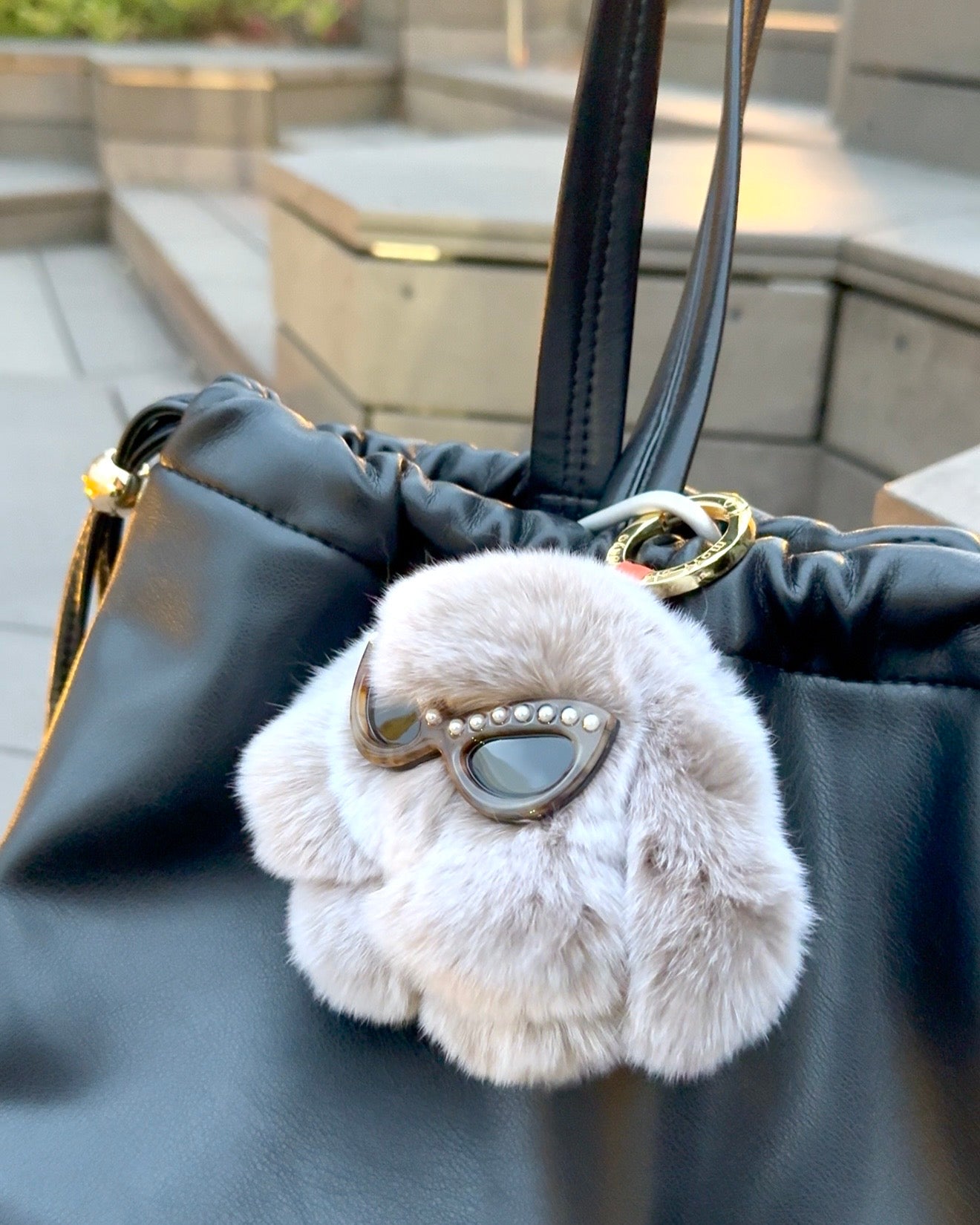 Large sunglasses hair tie S/M size cat's eye pearl*