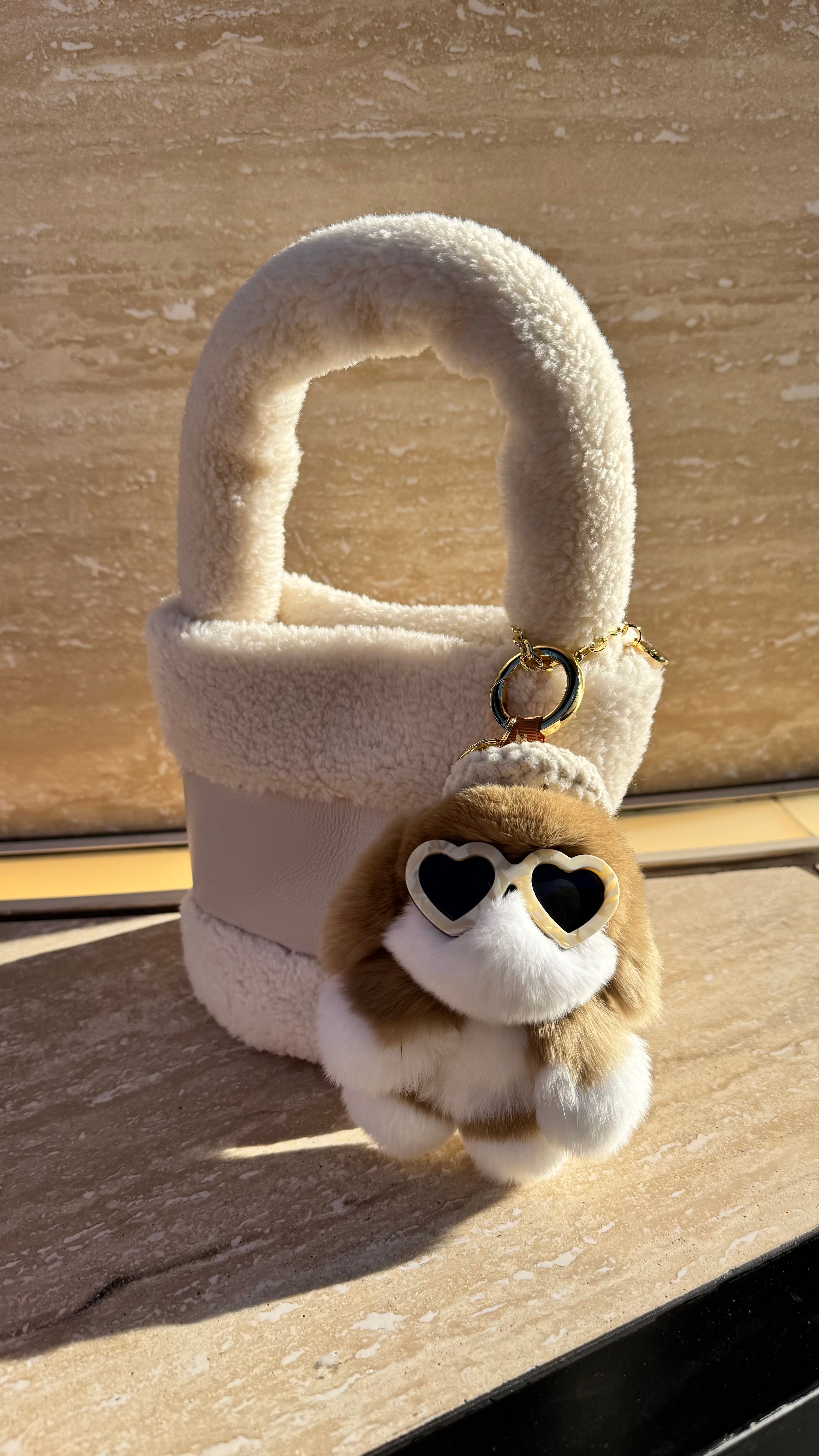 moff moff Bag Charm S Dog beige