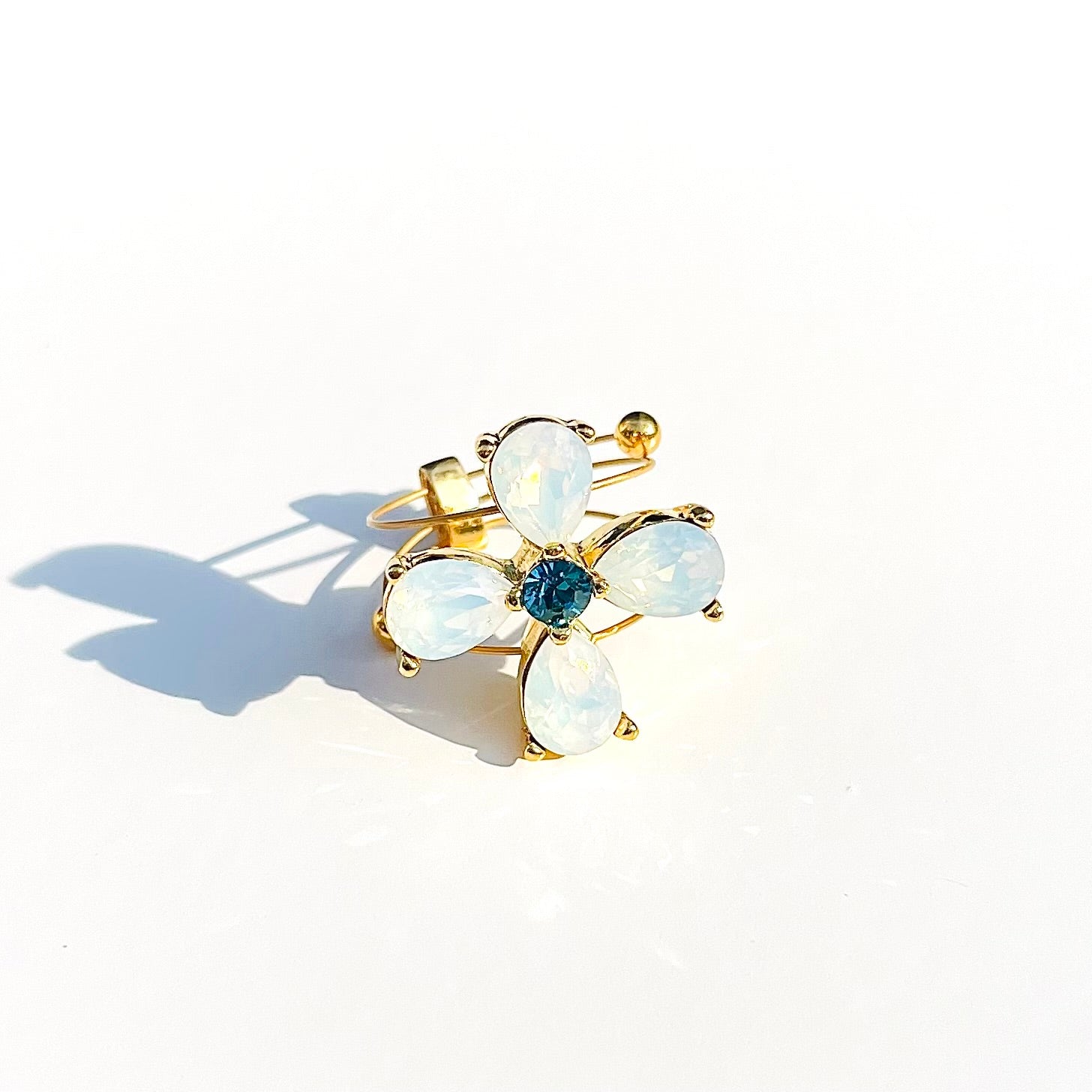Fleur YG White Opal Ring