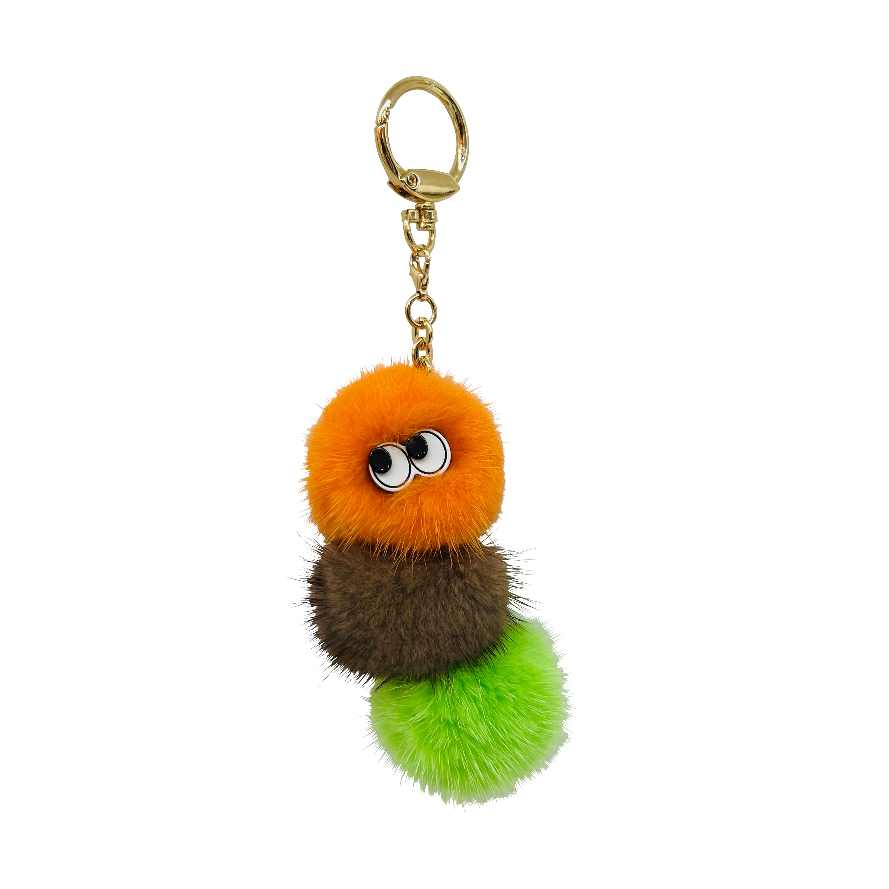 Mini Round Caterpillar Key Ring Orange