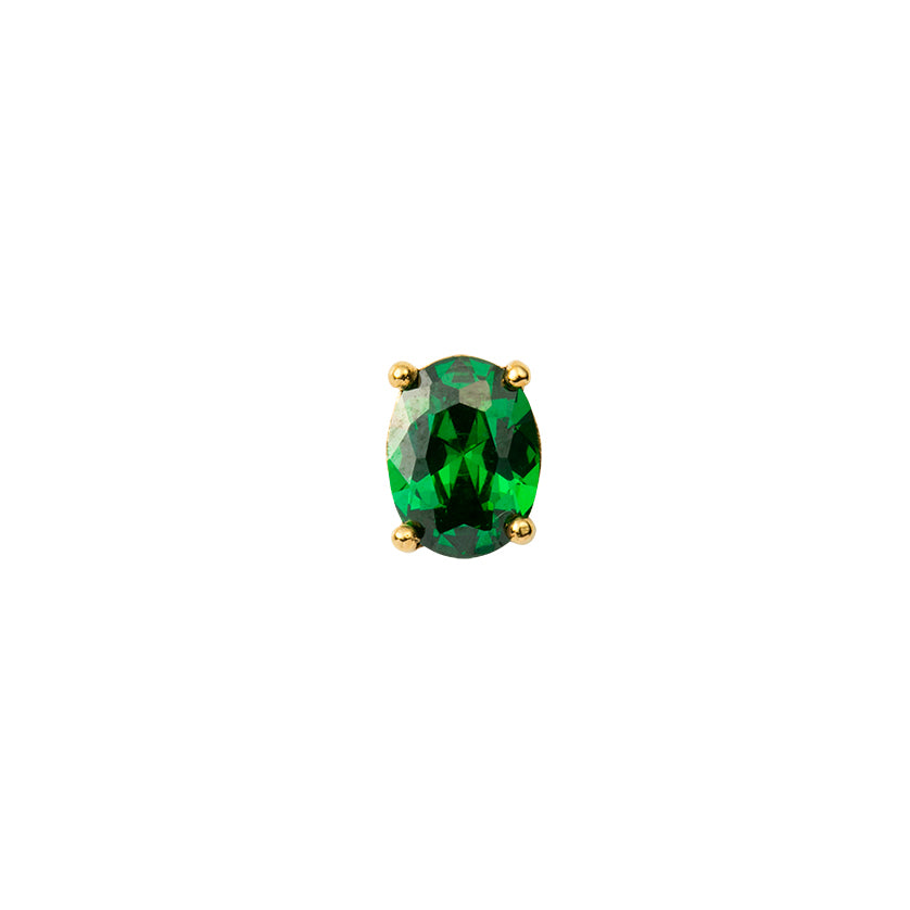 Oval S YG Green CZ