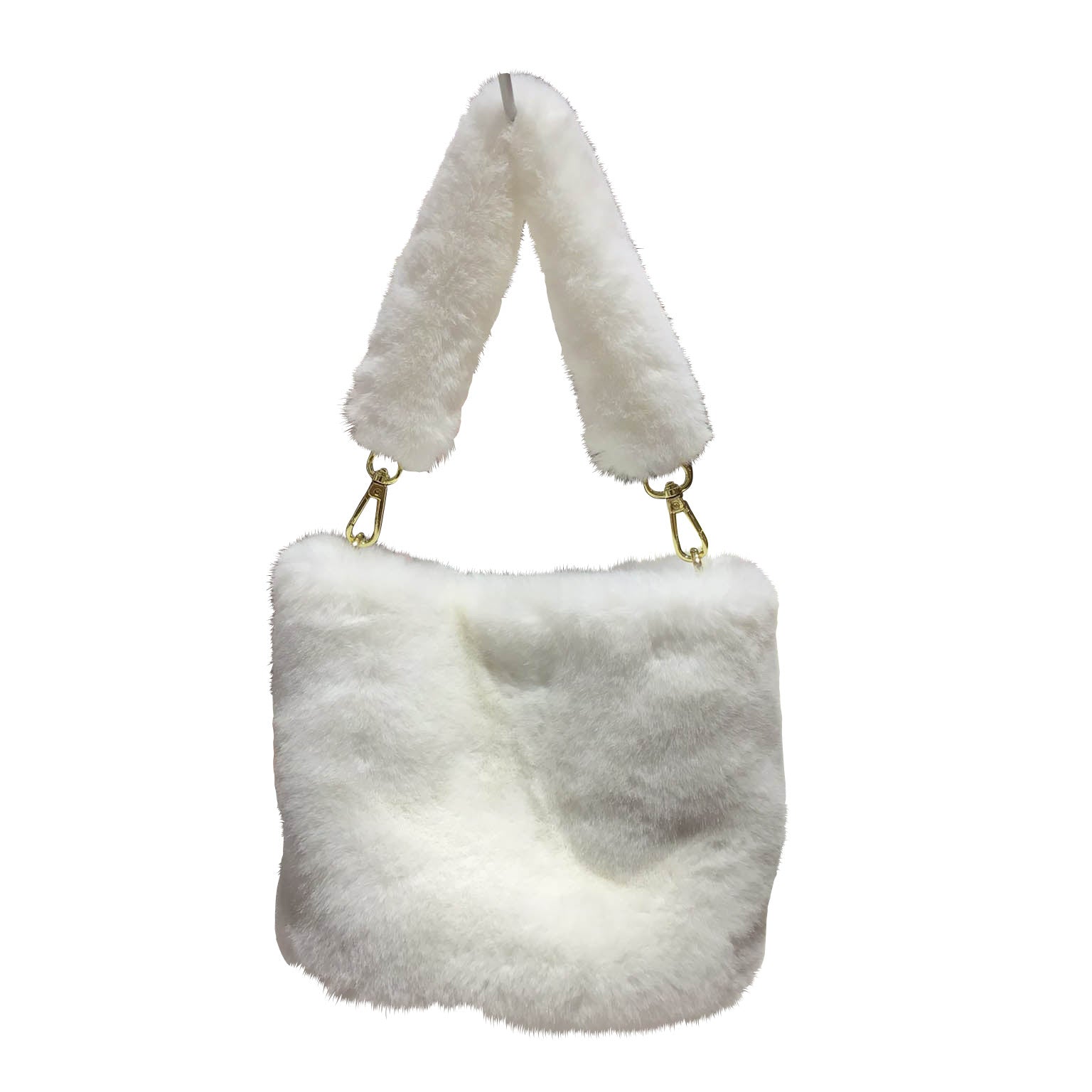 2WAY Eco Fur Handle Bag White