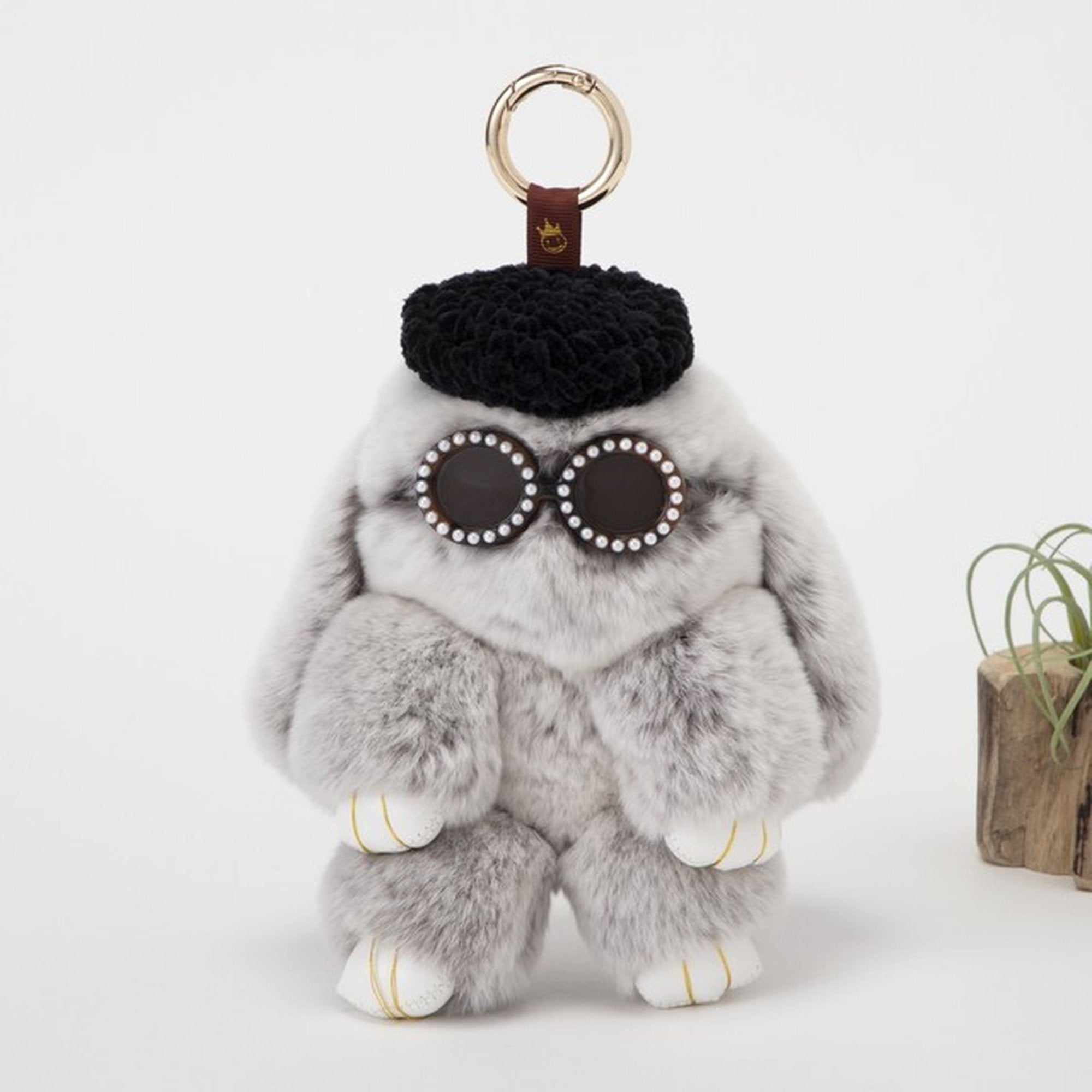 Fluffy charm M and L beret, light grey