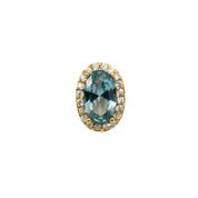 Oval YG Blue Toe Ring 