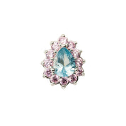 Pear shape RH blue pink  Toe Ring 