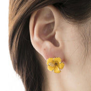 片耳ピアス　ハイビスカス イエロー