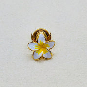 Plumeria S YG White Yellow Jewel Pins