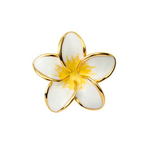 Plumeria S YG White Yellow Jewel Pins