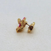 Hibiscus S YG neon pink jewel pins