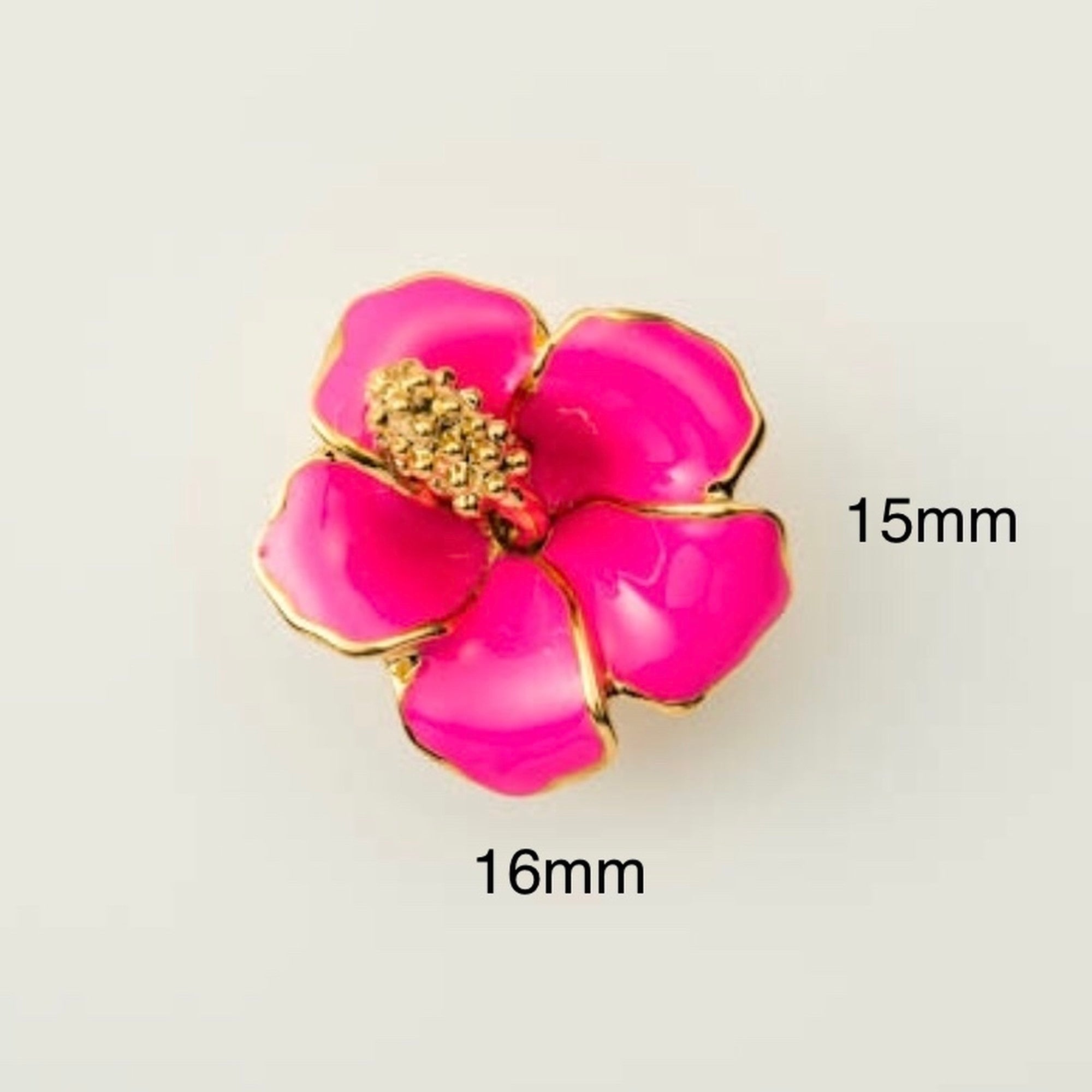 Hibiscus S YG neon pink jewel pins