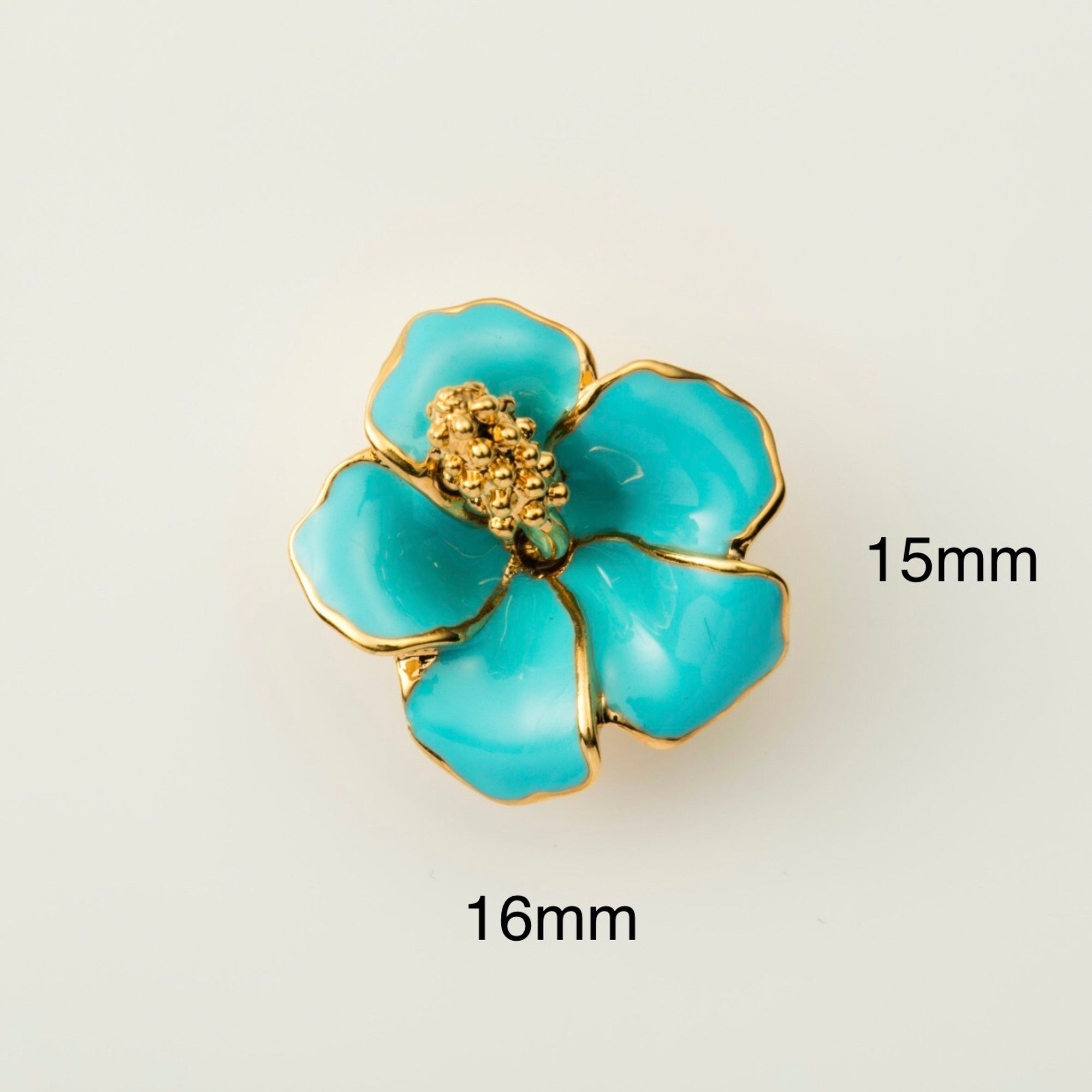 Hibiscus S YG Blue Jewel Pins