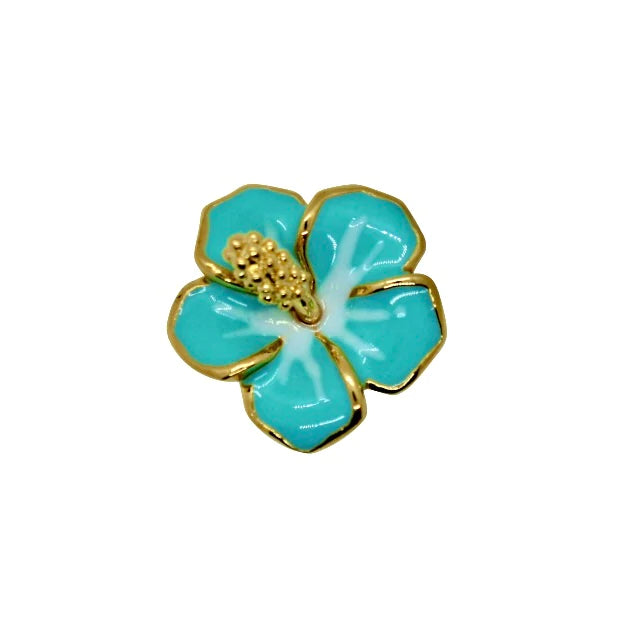Hibiscus S2 YG Blue White Jewel Pins