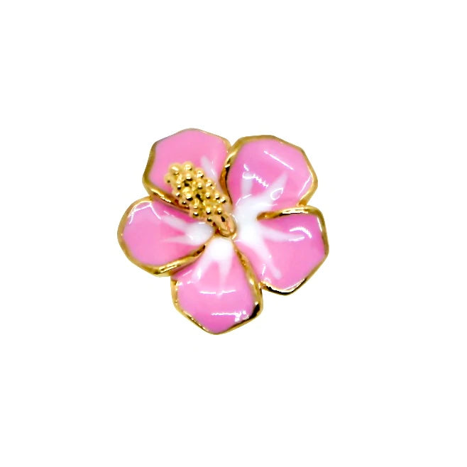 Hibiscus S2 YG Pink-White Jewel Pins