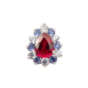 Pear shape RH red CZ  Toe Ring 