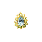 Pear Shape YG Blue Green Toe Ring 